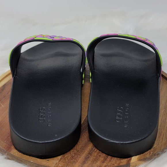 ASOS DESIGN Flower Power Slides In Black Women 11 - Picture 3 of 7